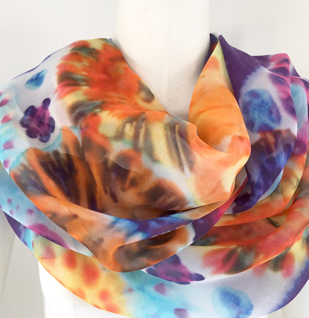 fashion design technique silk shawl long flowers