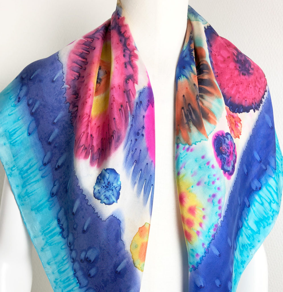 hand painted silk shawl flowers