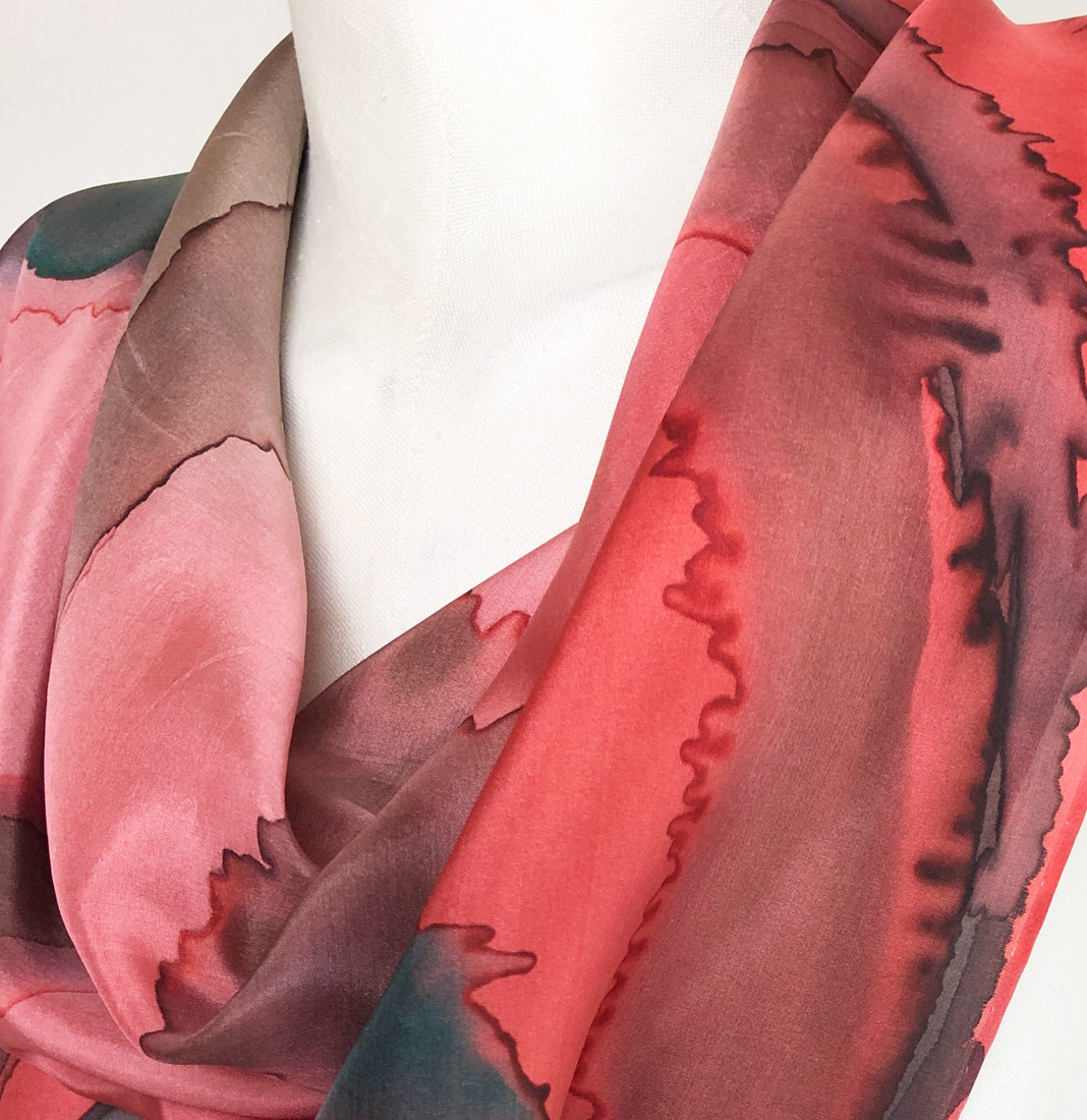handmade scarves red silk shawl