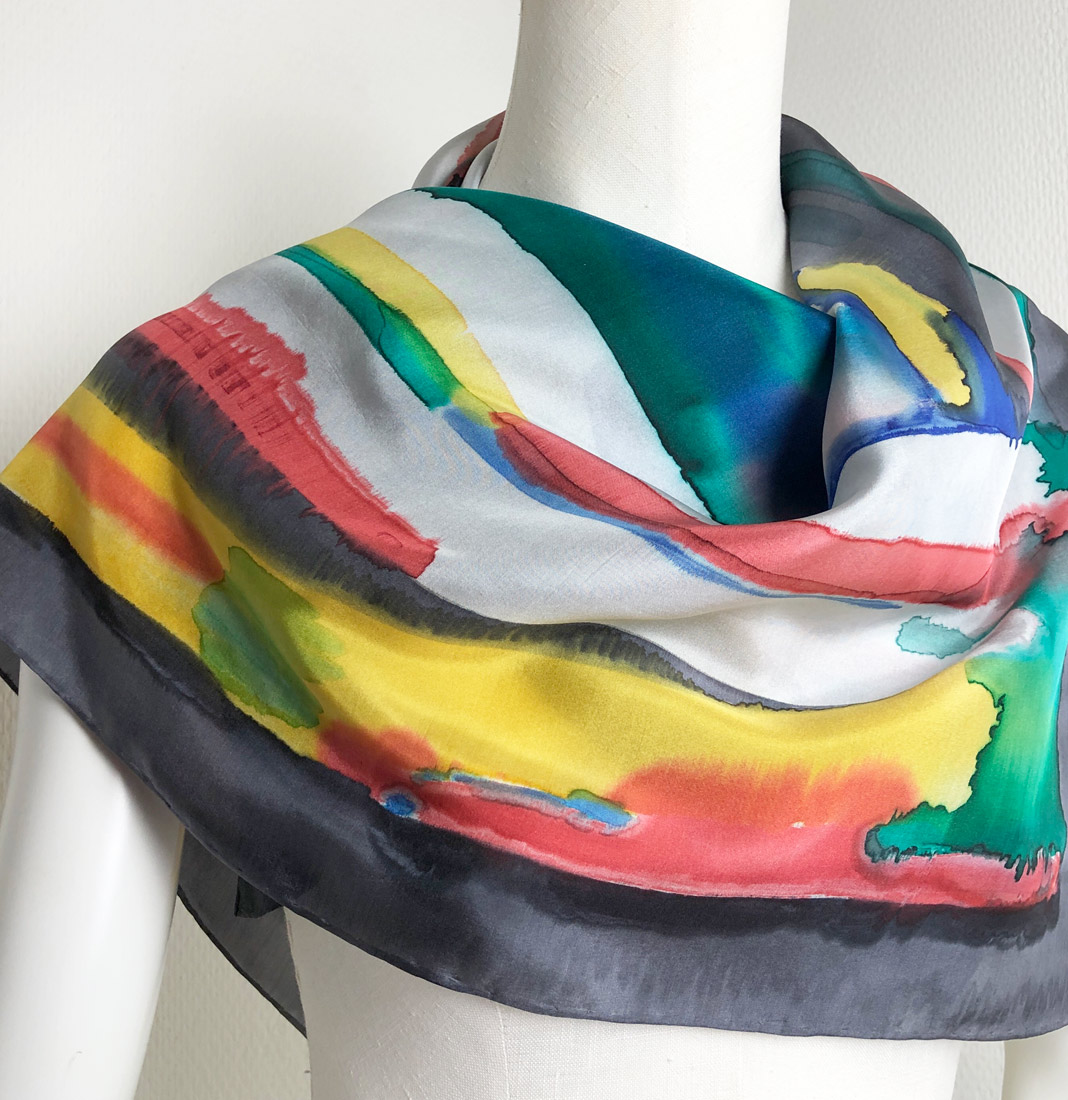 Hand painted silk scarf multi color