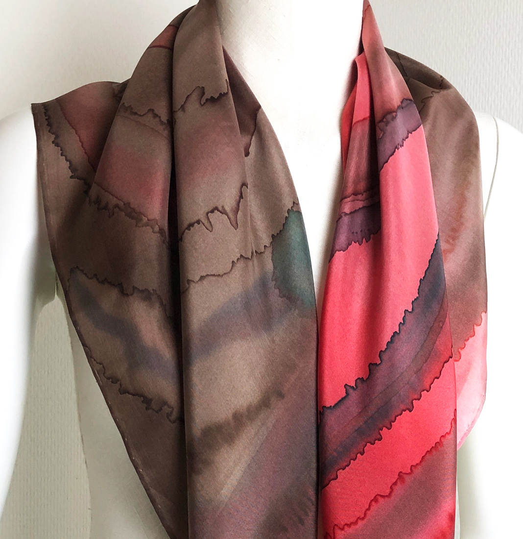 handmade scarves hand painted silk shawl red