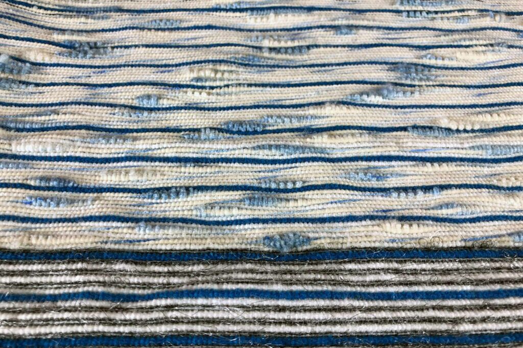 textile design stripes weaving blue white