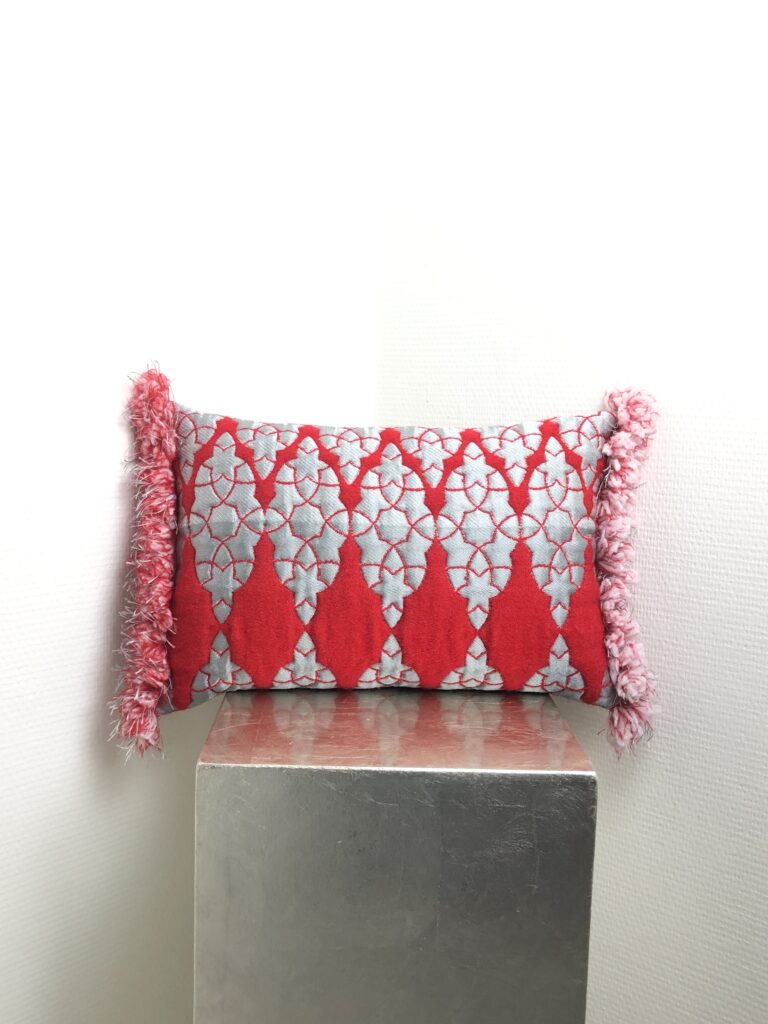 Infinity red-silver cushion